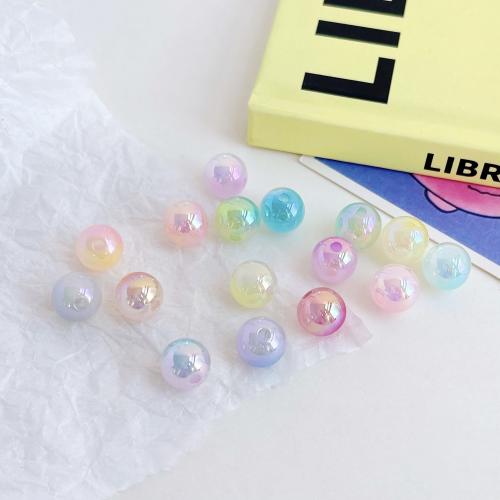 Perles acryliques plaquée, Acrylique, Rond, Placage UV, DIY, plus de couleurs à choisir, 14mm, Environ Vendu par sac
