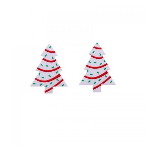 Weihnachten Ohrringe, Acryl, Baum, Modeschmuck & Drucken & verschiedene Muster für Wahl & für Frau, 20x27mm, verkauft von Paar