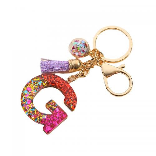 Resin Key Chain, Zinc Alloy, with Resin, Alphabet Letter, multifunctional & Unisex 