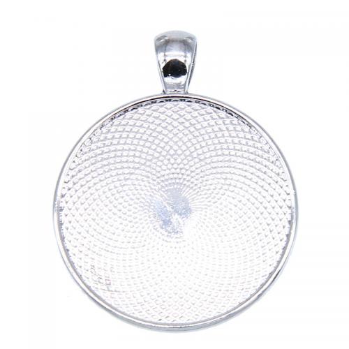 Zinc Alloy Pendant Cabochon Setting, Flat Round, platinum color plated, DIY Inner Approx 30mm, Approx 