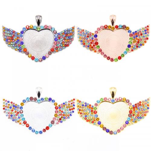 Zinc Alloy Pendant Cabochon Setting, Heart, plated, DIY & with rhinestone Inner Approx 25mm, Approx 