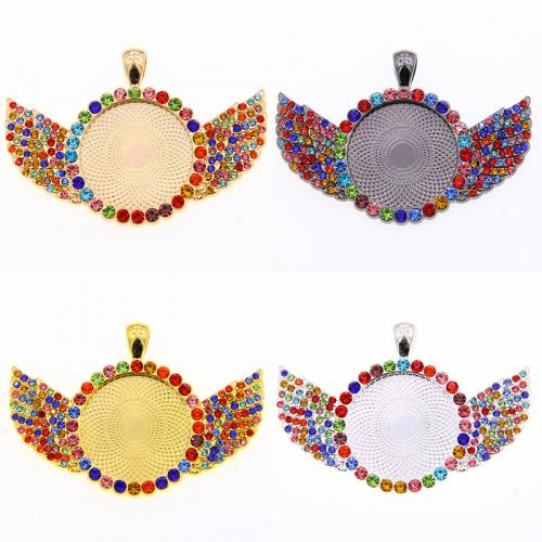 Zinc Alloy Pendant Cabochon Setting, Flat Round, plated, DIY & with rhinestone Inner Approx 25mm, Approx 