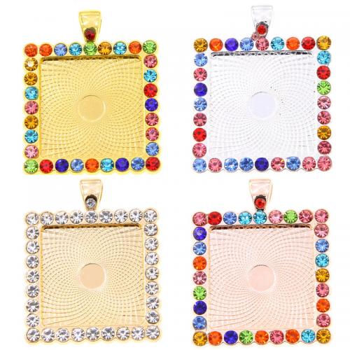Zinc Alloy Pendant Cabochon Setting,  Square, plated, DIY & with rhinestone Inner Approx 25mm, Approx 