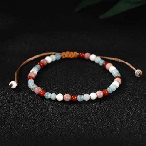 Gemstone Bracelets, Natural Stone, with Wax Cord, with 10CM extender chain, Adjustable & Unisex, mixed colors Approx 16.5 cm 