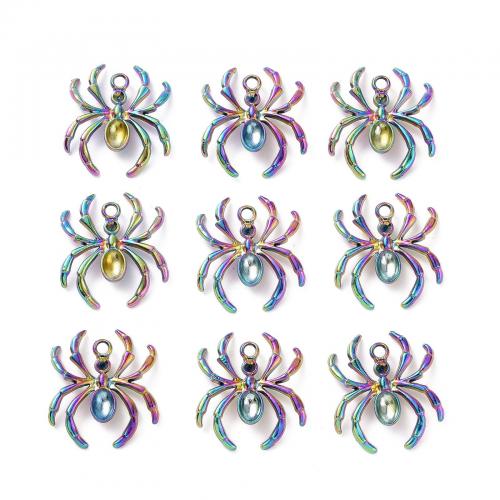 Stainless Steel Animal Pendants, 201 Stainless Steel, Spider, plated, DIY, multi-colored [