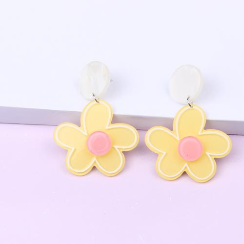 Acrylic Drop Earring, Flower, fashion jewelry & printing & for woman 