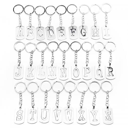Stainless Steel Key Chain, 304 Stainless Steel, Alphabet Letter, Unisex original color 