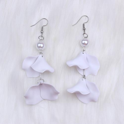 Acrylic Drop Earring, with Plastic Pearl, petals, painted, fashion jewelry & for woman 