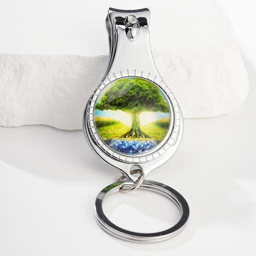 Fashion Time Gem Keychain Key Ring, Zinc Alloy, with Glass, multifunctional 