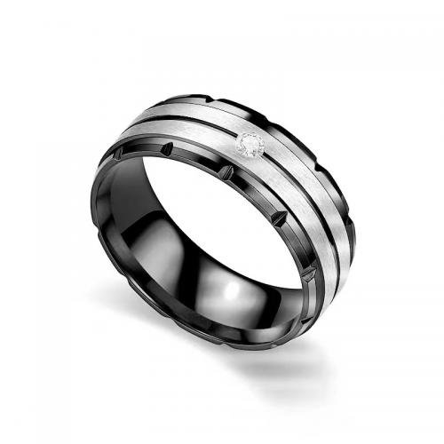 Нержавеющая сталь Rhinestone палец кольцо, Нержавеющая сталь 304, ювелирные изделия моды & разный размер для выбора & Мужский & со стразами, Много цветов для выбора, продается PC