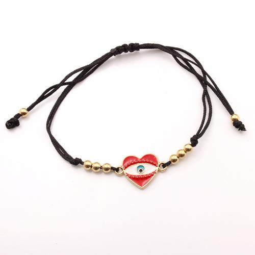 Zinc Alloy Bracelet, with Polyester Cord, plated & for woman & enamel & with rhinestone Approx 11.8 Inch 
