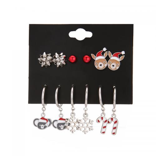 Zinklegierung Ohrring-Set, plattiert, Weihnachtsschmuck & für Frau & Emaille, earring length 5-35mm, verkauft von setzen
