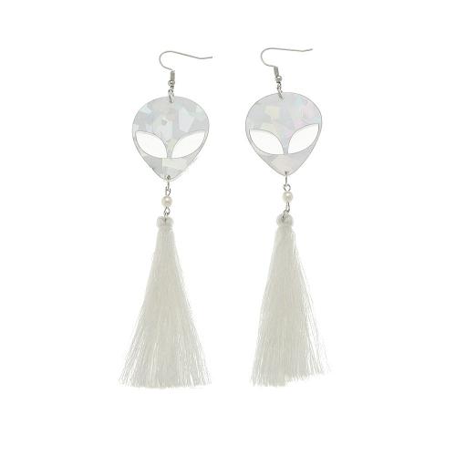 Acrylic Tassel Earring, with Polyester Cord, Alien, for woman & hollow 