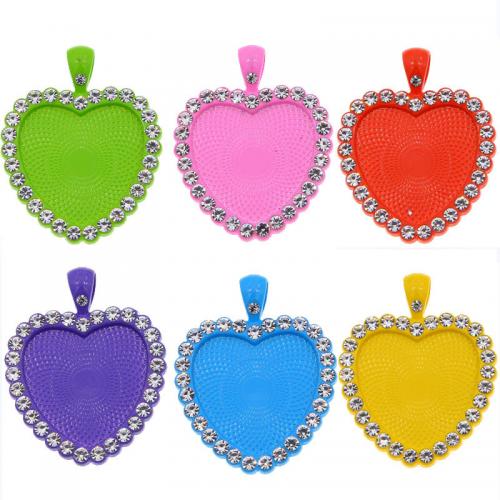 Zinc Alloy Pendant Cabochon Setting, Heart, stoving varnish, DIY & with rhinestone Inner Approx 25mm, Approx 