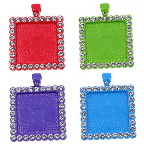 Zinc Alloy Pendant Cabochon Setting,  Square, stoving varnish, DIY & with rhinestone Inner Approx 25mm, Approx 