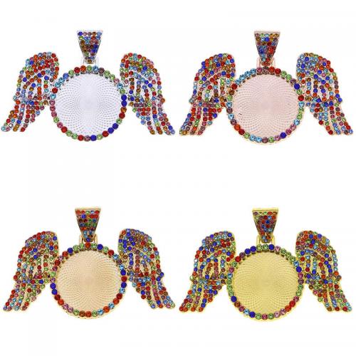 Zinc Alloy Pendant Cabochon Setting, Wing Shape, plated, DIY & with rhinestone Approx 