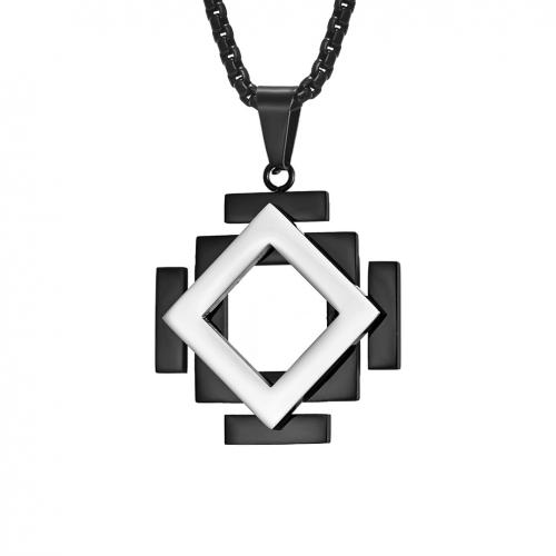 Titanium Steel Jewelry Necklace, Rhombus, Vacuum Ion Plating, fashion jewelry & Unisex & hollow Approx 60 cm 