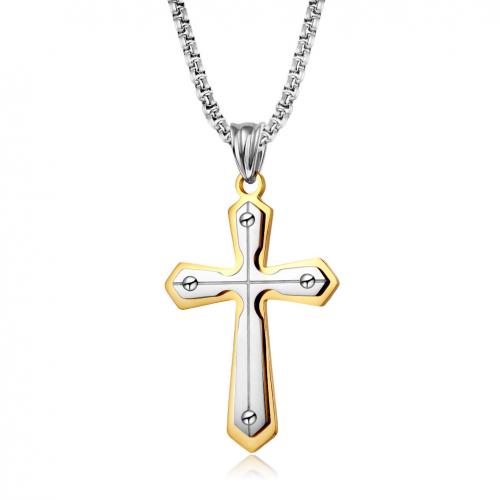 Titanium Steel Jewelry Necklace, Cross, Vacuum Ion Plating, fashion jewelry & Unisex Approx 60 cm 