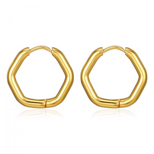 Stainless Steel Hoop Earring, 304 Stainless Steel, Hexagon, Vacuum Ion Plating, fashion jewelry & for woman 