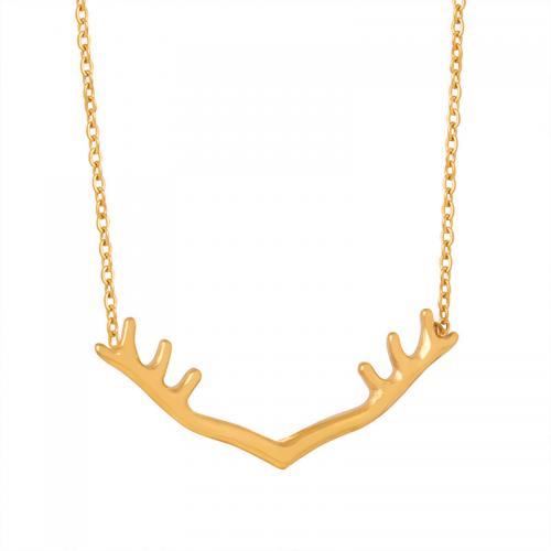 Collier de bijoux de titane, Acier titane, avec 5cm chaînes de rallonge, Bois, Plaqué or 18K, bijoux de mode & pour femme, doré Environ 40 cm, Vendu par PC