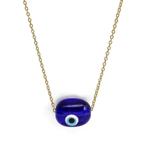 Evil Eye Jewelry Necklace, Brass, with Lampwork, gold color plated & fashion jewelry & Unisex & evil eye pattern 