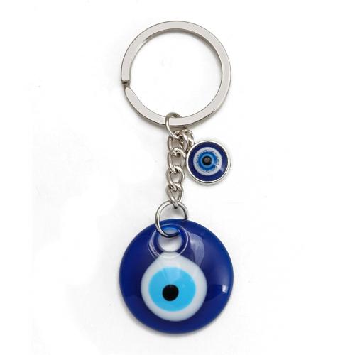 Evil Eye Key Chain, Zinc Alloy, with Plastic, Unisex & evil eye pattern & enamel overall length 87mm 