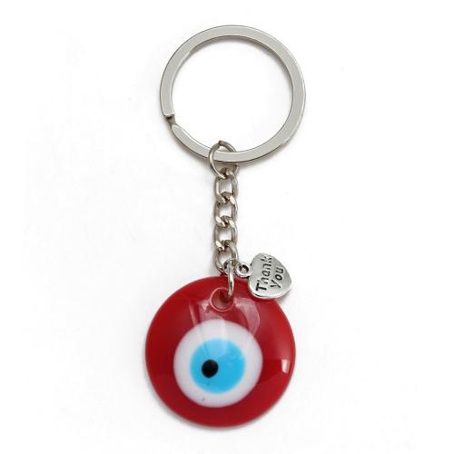 Evil Eye Key Chain, Zinc Alloy, with Plastic, Unisex & evil eye pattern & enamel overall length 85mm,evil eye 30mm 