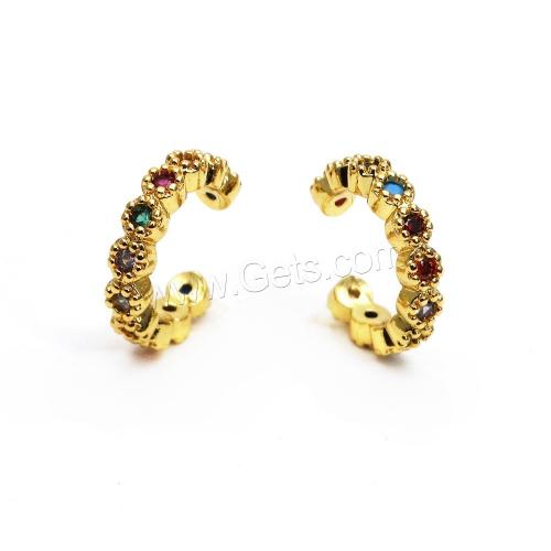 Cubic Zirconia Micro Pave Brass Earring, gold color plated, micro pave cubic zirconia 