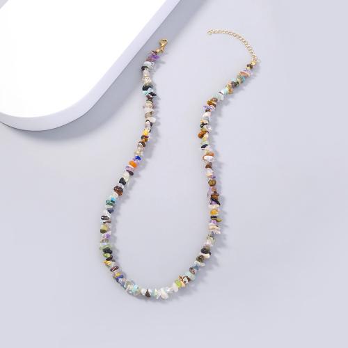 Gemstone Necklaces, Brass, with Natural Stone, plated, fashion jewelry & for woman Approx 38 cm 