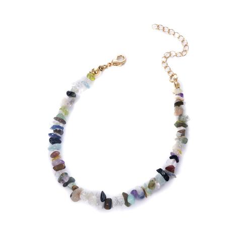 Gemstone Bracelets, Brass, with Natural Stone, plated, fashion jewelry & for woman Approx 17 cm 