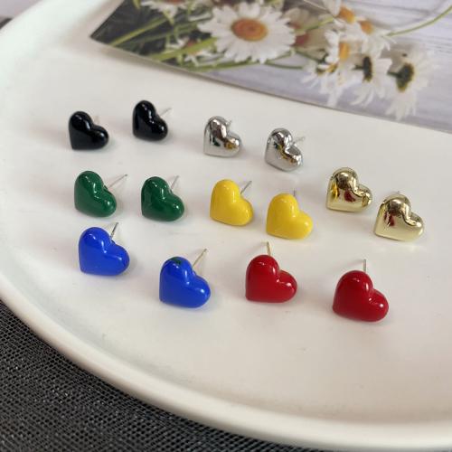 Acrylic Stud Earring, with Brass, Heart, painted, fashion jewelry & for woman 10mm 
