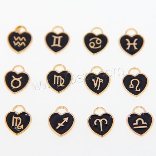 Zinc Alloy Constellation Pendant, Heart, KC gold color plated, Zodiac symbols jewelry & DIY & enamel 
