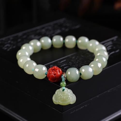 Jade Bracelets, Hetian Jade, with Coral, fashion jewelry & for woman, mixed colors Approx 18 cm 
