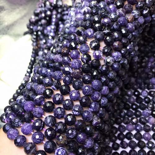 Single Gemstone Beads, Sugilite, Round, DIY & faceted, purple, Length about 7.5-7.8mm Approx 38 cm 