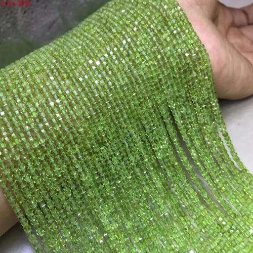 Peridot Beads, Peridot Stone, Square, DIY & faceted, green, Length about 2-2.5mm Approx 38 cm 
