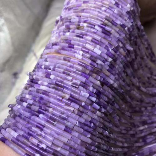 Natürliche Amethyst Perlen, Zylinder, DIY, violett, 2x4mm, Länge:ca. 38 cm, verkauft von Strang
