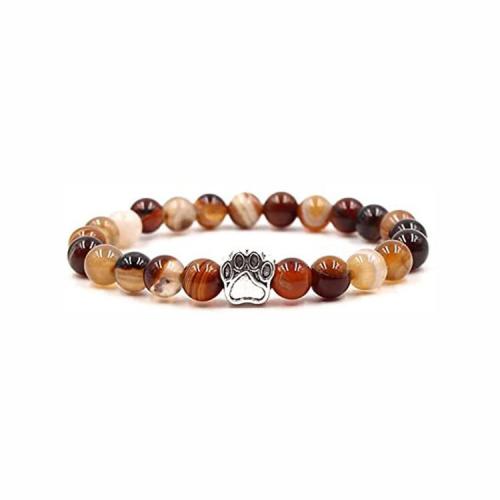 Gemstone Bracelets, Natural Stone, with Zinc Alloy, Claw, silver color plated, fashion jewelry & Unisex 8mm Approx 18 cm 