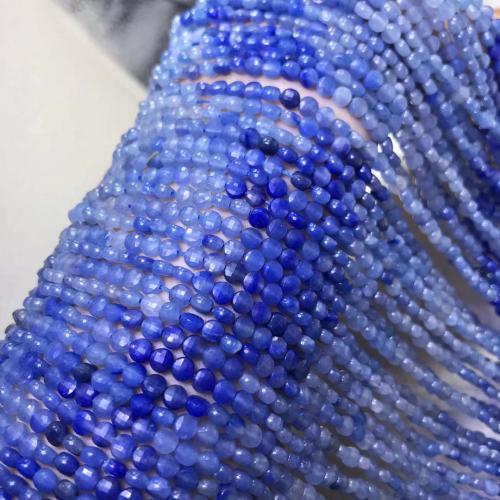 Blauer Aventurin , flache Runde, DIY & facettierte, blau, 2x4mm, Länge:ca. 38 cm, verkauft von Strang