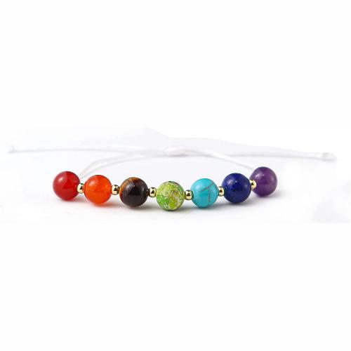 Gemstone Bracelets, Natural Stone, with Knot Cord, Round, Adjustable & fashion jewelry & Unisex Approx 18-23 cm 