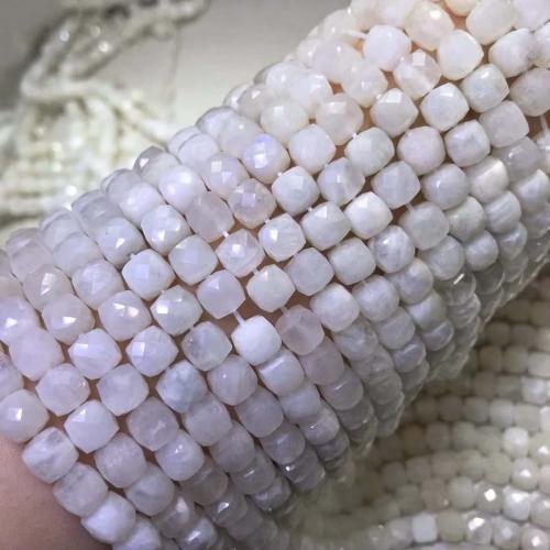 Natural Moonstone Beads, Square, DIY & faceted, white, Length about 6-7mm Approx 38 cm 