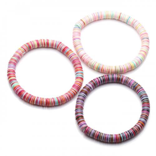 Bracelets d'argile polymère, argile de polymère, avec fil élastique, Plat rond, bijoux de mode & unisexe, plus de couleurs à choisir Environ 16 cm, Vendu par PC