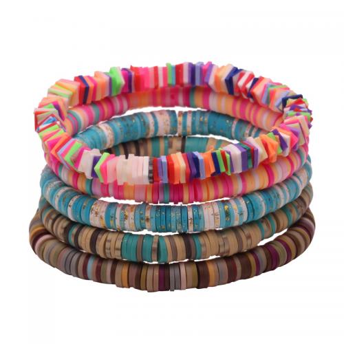 Polymer Clay Bracelets, with Elastic Thread, fashion jewelry & Unisex Approx 17 cm 