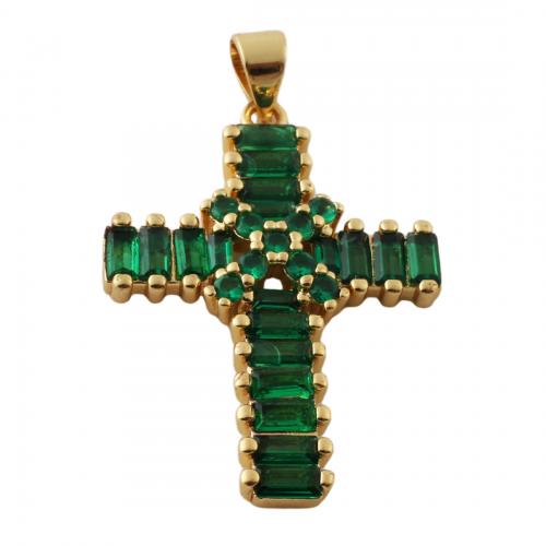 Cubic Zirconia Micro Pave Brass Pendant, Cross, fashion jewelry & Unisex & micro pave cubic zirconia Approx 3.5mm 