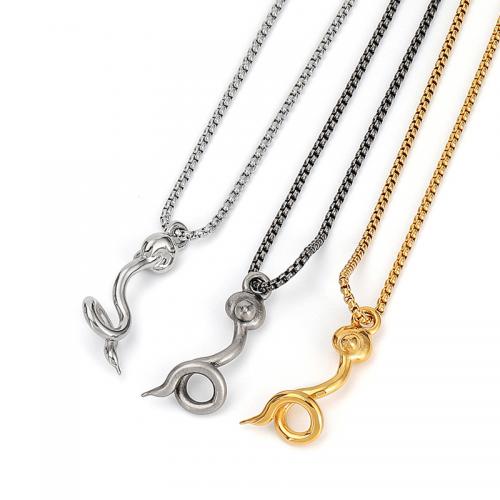 Titanium Steel Jewelry Necklace, with 5cm extender chain, Snake, polished, fashion jewelry & Unisex Approx 60 cm 