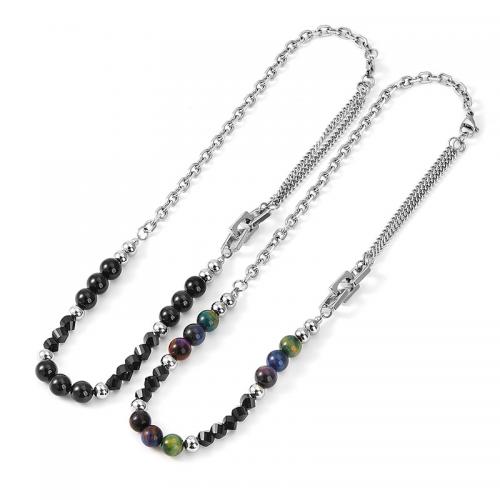 Achat Halskette, Titanstahl, mit Achat, poliert, Modeschmuck & unisex, keine, Länge:55 cm, verkauft von PC