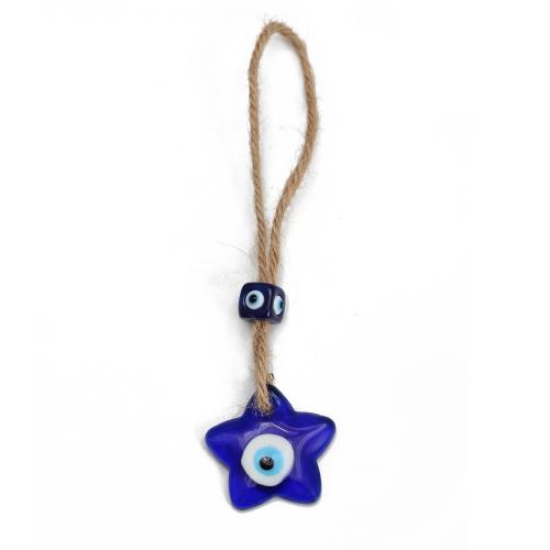 Evil Eye Key Chain, Linen, with Glass, for home and office & evil eye pattern 