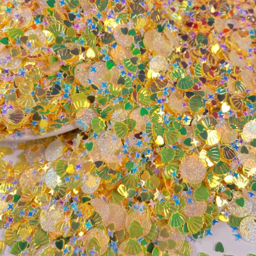 Plastic Sequin Beads, PVC Plastic, with Glitter, DIY Length about 4-10mm 