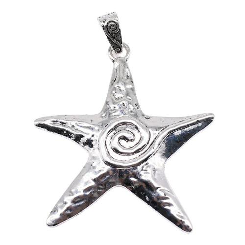 Zinc Alloy Star Pendant, Starfish, antique silver color plated, DIY 
