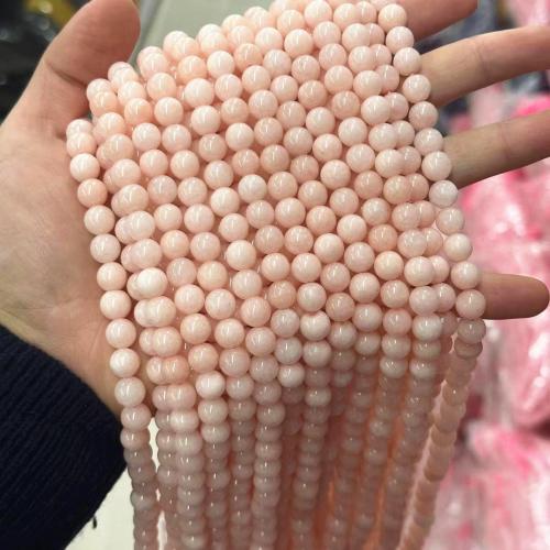 Single Gemstone Beads, Round, polished, DIY pink Approx 38 cm 