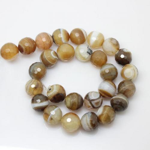 Natürliche Streifen Achat Perlen, rund, poliert, DIY & verschiedene Größen vorhanden, Kaffeefarbe, Länge:ca. 38 cm, verkauft von Strang